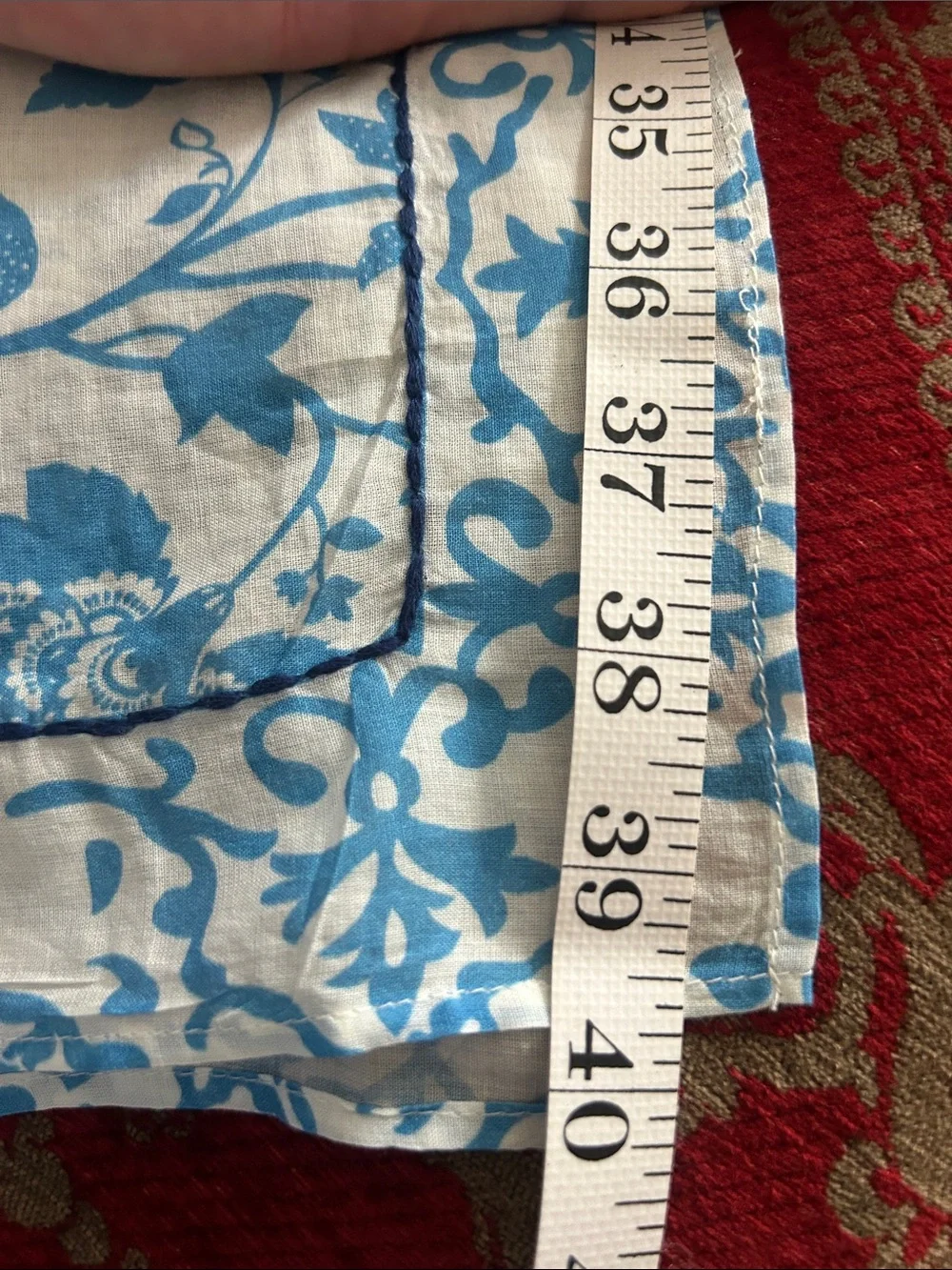 JOIE long 100% cotton Blue & White Floral Embroidered Scarf 40” X 72” , NWT